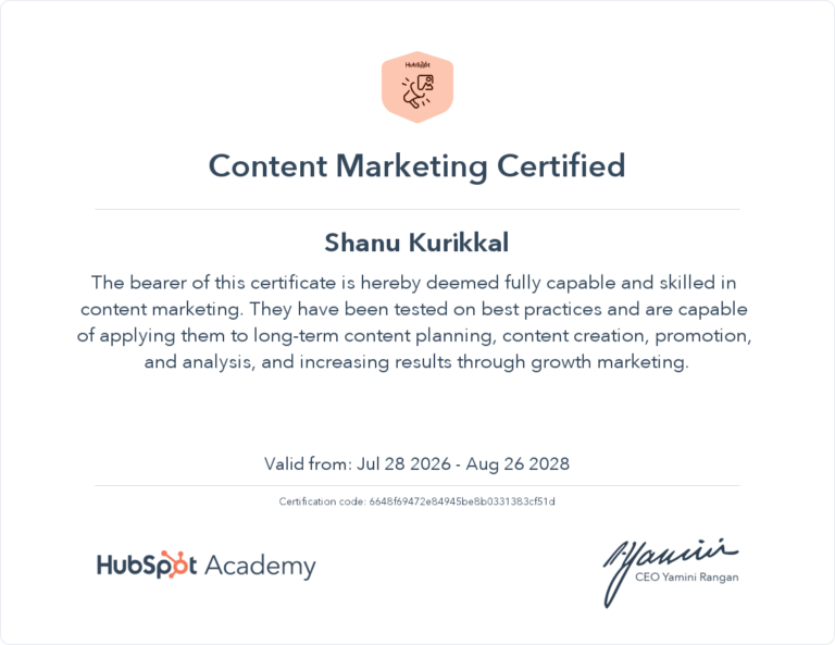 content marketing Certificate
