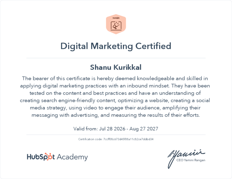 digital marketig certificate